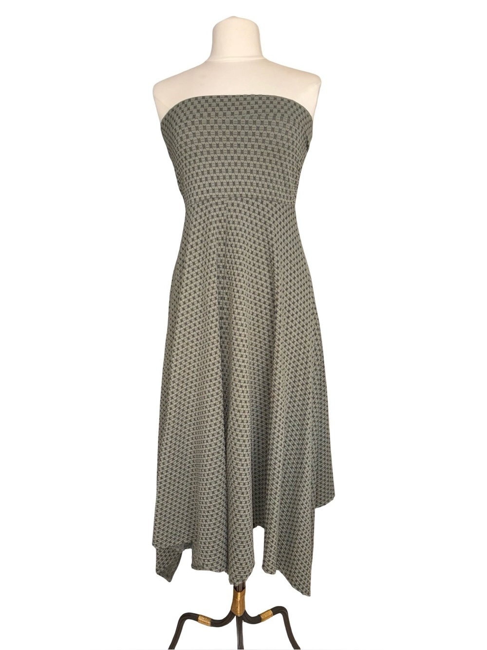 Urban Outfitters Green & Black Strapless Handkerchief Hem Dress Size M